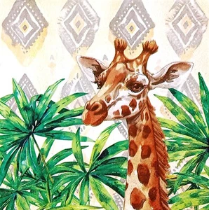 U361# 3 x Single Paper Napkins For Decoupage Giraffe Head In Exotic Jungle - Picture 1 of 12