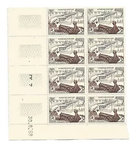 Madagaskar Madagassische Republik 8 postfrische Marken Ecke datiert 1958 /T77 - Bild 1 von 1