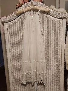 Rebecca Taylor weißes Ösenkleid WEICH strandig SPAGHETTI-RIEMEN Gr. 6 PRISTEEN - Bild 1 von 14