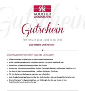 A&O Hotel Gutschein 2 Nächte für 2 Personen: 5 Städte zur Auswahl / Geschenk TOP - Bild 1 von 2