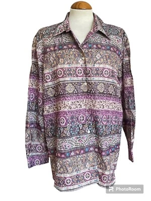 PENNY PLAIN. Button Up Shirt. Size 22. Pink. Floral. Paisley. Boho. BNWT. - Image 1 of 4