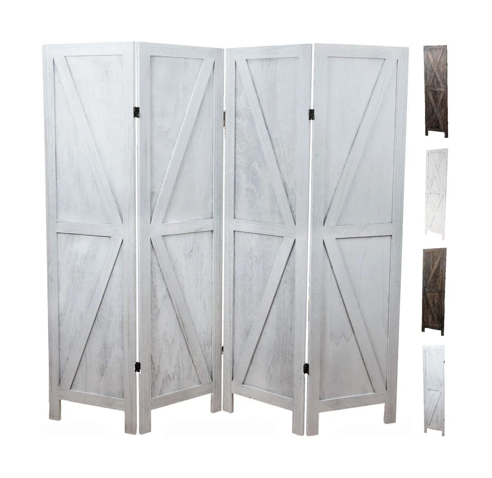 Premium Home Room Divider Dividers and Folding Privacy Screens Barnwood White