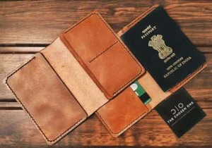 Vintage Look Leather Passport Holder Journal Wallet Card Holder Unisex Gift Item - Picture 1 of 4
