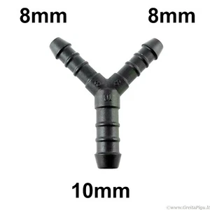 Conector de montaje de manguera de tubo de púas Y-Piece 8 - 10 - 8 mm tubería de aire unidor de agua - Imagen 1 de 3