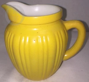 VINTAGE HAZEL ATLAS YELLOW Fired On Small Creamer/ Syrup Pitcher 17305P S104 - Picture 1 of 8