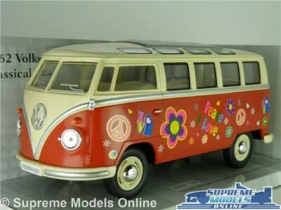 VOLKSWAGEN T1 MODEL CAMPER VAN FLOWER POWER 1:24 OPENING PTS LARGE SPLIT KIN K8 - Изображение 1 из 4