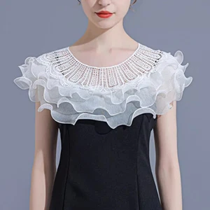 Women Layered Lace Ruffles Bolero Prom Wedding Dress Shawl Shrug Wrap Cover Up - Picture 1 of 20