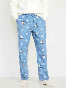 Pigiama pantalone flanella orso polare slitta blu navy vecchio nuovo con etichette sleep lounge uomo XS - Foto 1 di 4