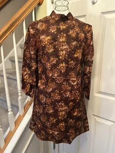 Vintage MOD Mini Dress 70's Mum Daisy Flower Power Fall Colors Small WOW! - Picture 1 of 7