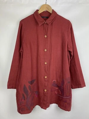 Gudrun Sjoden ladies lagenlook embroidered linen jacket size M - Image 1 of 4