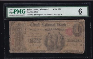 US $1 Third National Bank St Louis Missouri Chtr#170 FR 380a PMG 6 (122) - Picture 1 of 2