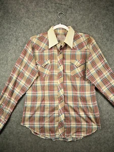VTG 70s H Bar C California Ranchwear Western Shirt Long Tail Pearl Snap Mens 38 - Picture 1 of 16
