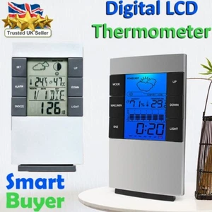 Digital LCD Thermometer Hygrometer Humidity Meter Room Indoor Temperature Clock - Picture 1 of 7