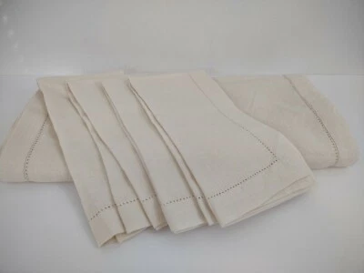 Pottery Barn 100% Linen Table Runner And 4 Napkins Natural Beige Color NWOT - Image 1 of 4