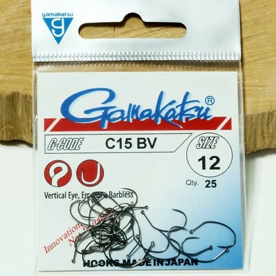 Gamakatsu C15 BV Gr. #12 #14 #16 #18 Vertical Eye Emerger Barbless black nickel  - Bild 1 von 2
