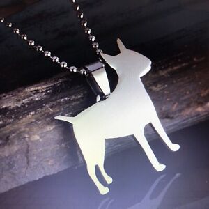 Stainless Steel English Bull Terrier Bully Gladiator Dog Pendant Chain Necklace