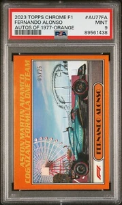 2023 Topps Chrome Formula 1 Fernando Alonso Autos Of 1977 05/25 PSA 9 Pop 1 - Picture 1 of 2