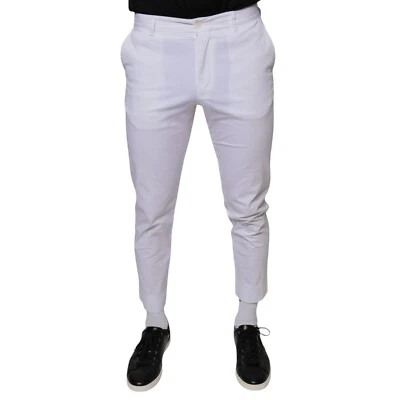 DOLCE & GABBANA Pantalones Blanco Algodón Vestido Ajustado Hombre Pantalón IT46/W32/S 570usd Foto 1 de 4