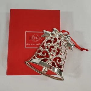 Lenox Sparkle and Scroll Bell Christmas Ornament Silver Plated Crystals New - Picture 1 of 9