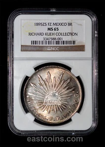 NGC MS65 1895 ZS FZ Mexico Zacatecas 8 Reales - Picture 1 of 4