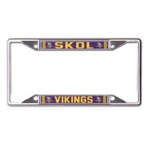 MINNESOTA VIKINGS CHROME METAL LICENSE PLATE FRAME HIGH QUALITY DOMED GRAPHICS - Picture 1 of 1