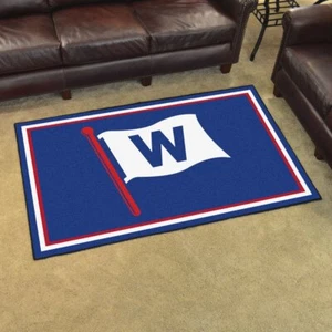 Chicago Cubs 4ft. x 6ft. Plush Area Rug - W Flag Alternate Logo - Picture 1 of 5