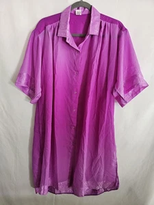 Rima Women’s Sheer Button Front Beach Cover-Up One Size Purple Design Trim - Picture 1 of 6