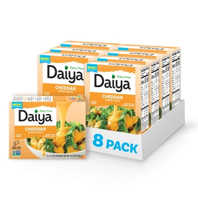 Salsa de queso cheddar sin lácteos, rica en plantas, cremosa, salsa con queso, 14,2 OZ Foto 1 de 4