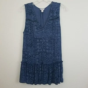 Sun & Shadow blau Print ärmellos Boho Tunika Top M - Bild 1 von 6