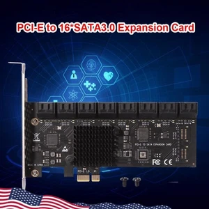 16 Port PCIE Expansion Card Controller PCIe SATA3.0 Adapter 6Gbps for Desktop PC - Afbeelding 1 van 8
