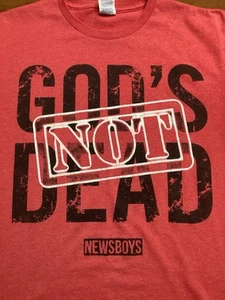 Vintage Y2K Newsboys Gods Not Dead Shirt Size M Red Christian Music - Picture 1 of 2