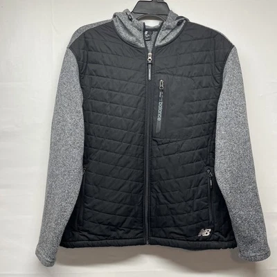 New Balance Black Gray Fleece Lined Soft Shell Men’s Jacket With Hood XL - Image 1 of 4