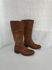 Timberland Boots Women’s Size 5 UK Brown Leather Knee High Zip Ups with Pockets - Picture 1 of 17