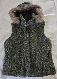 B.B. Chaleco con Capucha Desmontable Dakota Tweed Talla Grande Verde Negro 2 Bolsillos Forrado - Imagen 1 de 4