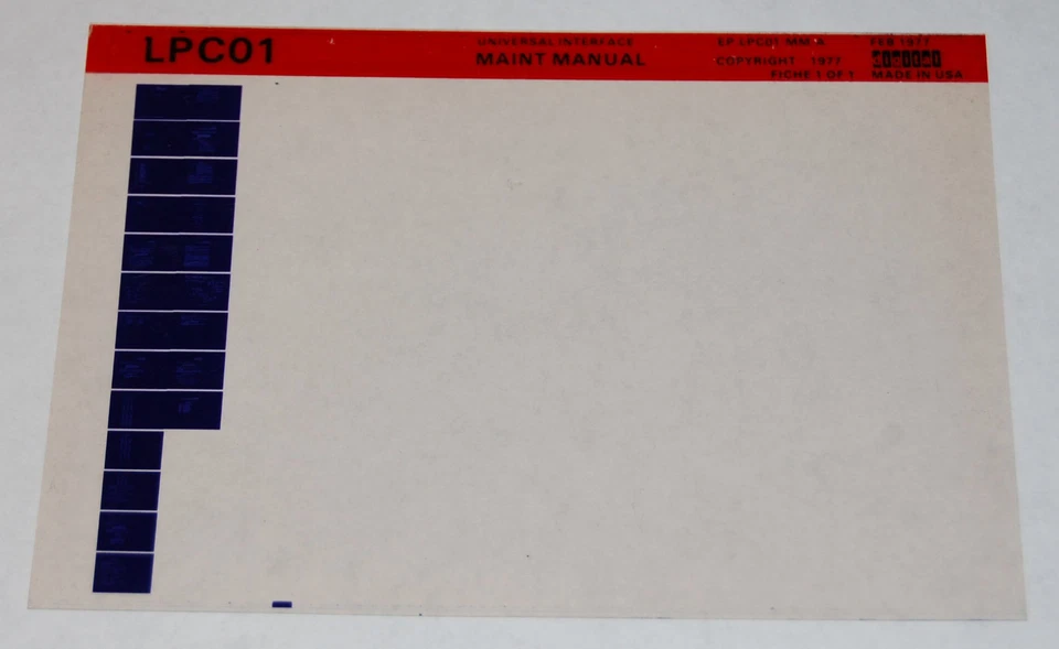 DEC LPC01 Universal Interface Maint Manual, Microfiche - Image 1 of 1