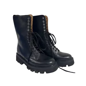 Botas de combate Grenson Mavis de cuero negras negras Reino Unido 6, EUR 39-39,5, US 8,5-9 NUEVAS SIN CAJA - Imagen 1 de 10