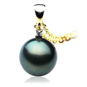 11 mm AAA Pacific Pearls® Black Diamond Tahitian Pearl Pendants Gifts For Sister