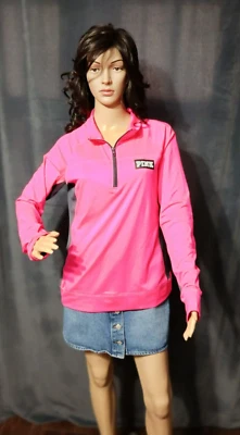 Pink Victorias Secret Ultimate Jacket Women Large Pink Black Gym Workout Relax Foto 1 de 4