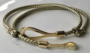 Vntg Anne Klein Gold Metallic Braided Buckle Belt - Picture 1 of 8
