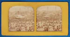 early tinted tissue stereoview photo stereo  Foire du trône Paris France ca 1860 - Picture 1 of 2