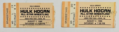 WWF Wrestling Hulk Hogan Aug 2 1986 Ticket Stubs (2) All Star Wrestling!! Cover