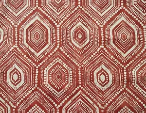 RICHLOOM IBIZA FLAME RUST/ORANGE GEOMETRIC COTTON/LINEN UPHOLSTER FABRIC 25"X25" - Picture 1 of 9
