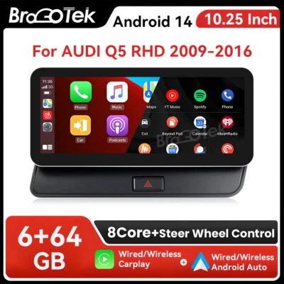 BROGOTEK Audi Q5 2009-2016 Android 14 Car Stereo Apple CarPlay GPS Sat Nav In-Dash Unit