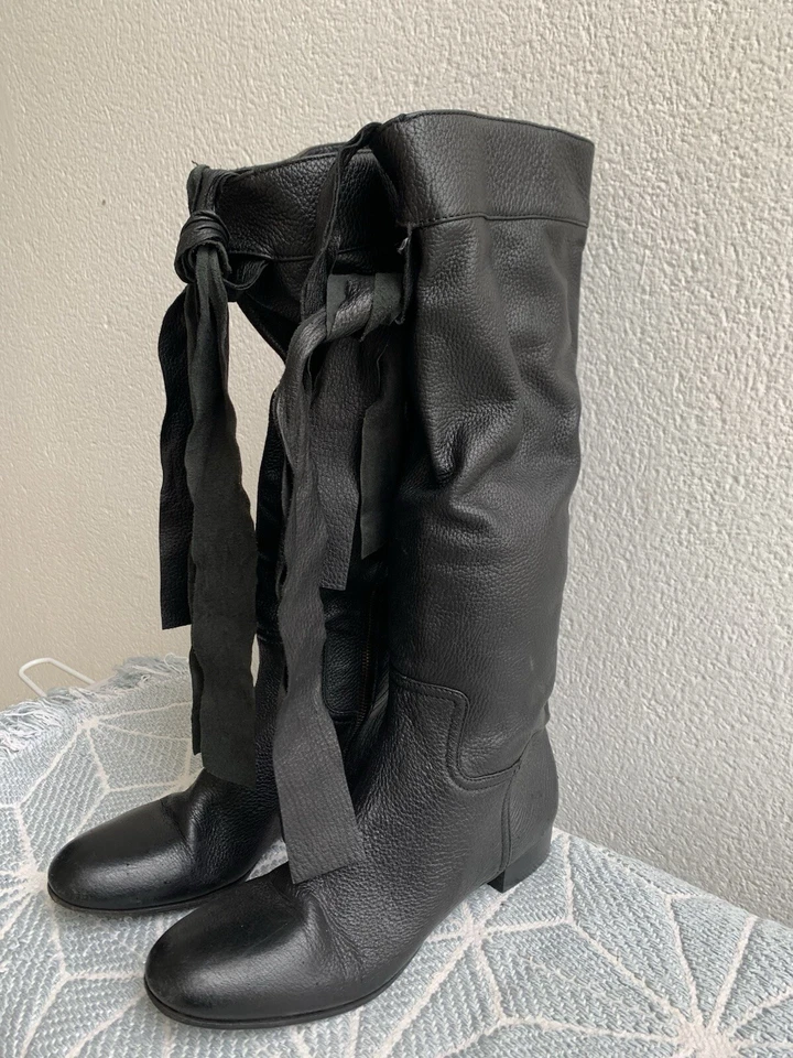 MIU MIU boots Size 7 US Black Leather  Made In Italy #R - Image 1 of 4