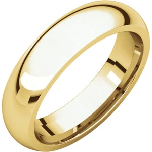5mm 18K Solid Yellow Gold Dome Half Round Comfort Fit Wedding Band Ring Size 9 - Picture 1 of 1