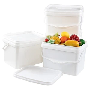 4X 5 Gallon Plastic Bucket Pail w/ Airtight Lid & Handle, Food Storage Container - Picture 1 of 14