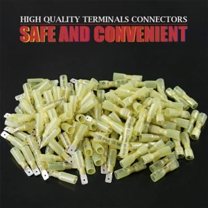 20Pcs Yellow Spade Female&Male Heat Shrink Wire Connectors 10-12 Gauge Terminals - Picture 1 of 8