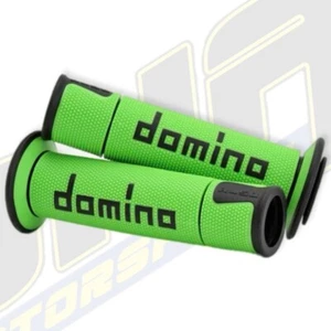 Domino Dual Compound Motorcycle Road Race Handlebar Bar Grips - Green Black A450 - Picture 1 of 2