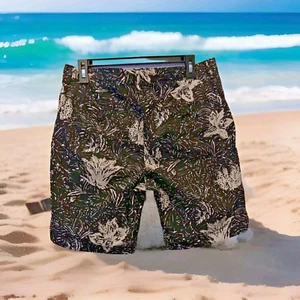 Pantalones Cortos Hawaianos H&M Para Hombres Talla 33R Hoja Blanca y Negra y Pantalones Cortos Florales - Imagen 1 de 5