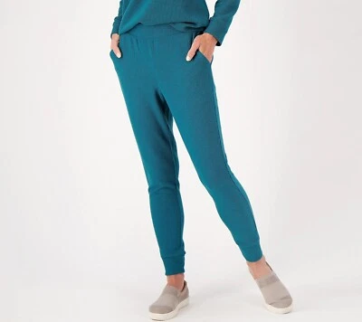 NUEVO CON ETIQUETAS DENIM & CO. JOGGERS PEQUEÑOS COMFORT ZONE TEJIDO GOFRE CEPILLADO, ABETO, GRANDES Foto 1 de 2